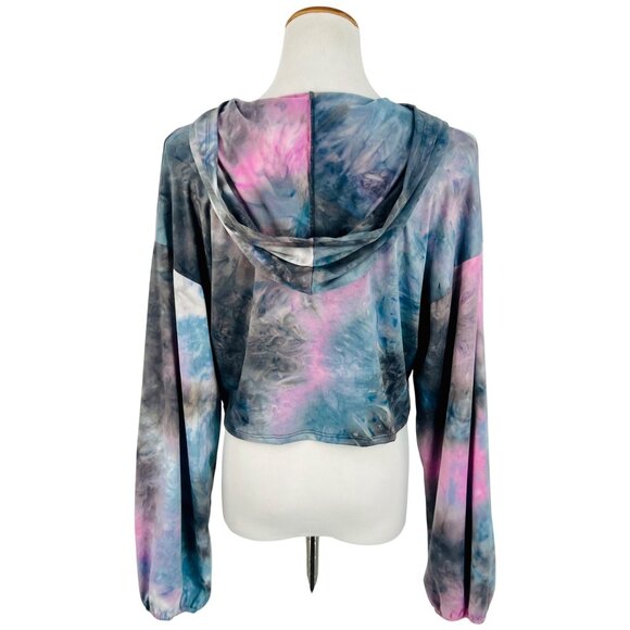 NWT Tie Dye Cropped Hoodie & Shorts 2 Piece Set | Athleisure Barbiecore Lounge L - Picture 7 of 16